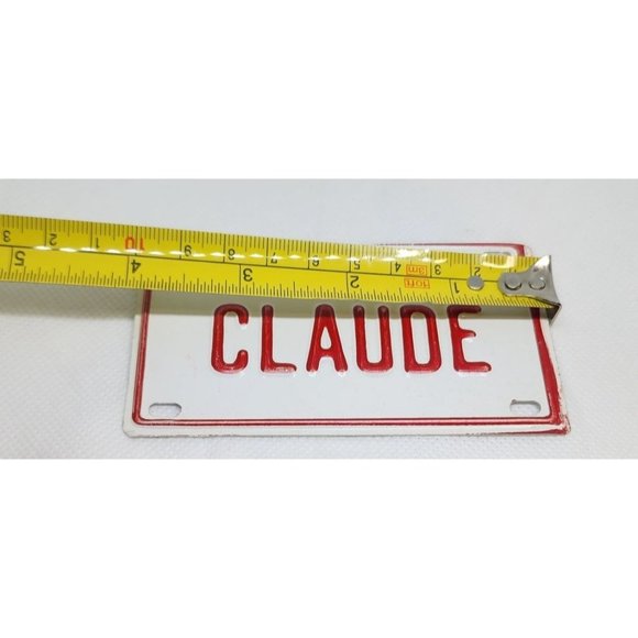 U.S.A Claude Personalized White Red Collectible Mini License Bicycle Bike Plate - Picture 3 of 4